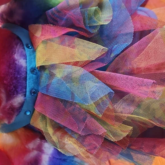 Build A Bear Rainbow 2014 Rare 16" Plush Bunny with Dress - Picture 4 of 8